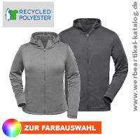 Modische Kapuzenjacke aus 100% recyceltem Polyester fr Sport und Freizeit, als Werbegeschenk fr Ihre aktiven Kunden und Mitarbeiter.