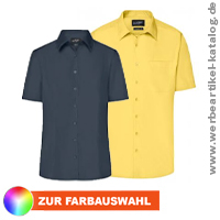 Kurzrmeliges Business Shirt fr Damen und Herren, klassisches Shirt als Promotionkleidung aus strapazierfhigem Mischgewebe. 