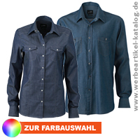 Jeanshemd oder Jeansbluse, als Werbemittel, bedruckt mit Ihrem Logo!