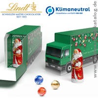 LINDT LINDOR ADVENTSKALENDER LKW mit Lindt Schoko Nikolaus ECO - süße Weihnachtsgeschenke für Kunden. 