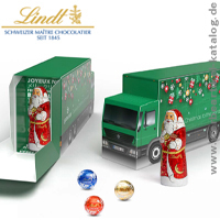 LINDT LINDOR ADVENTSKALENDER LKW mit Lindt Schoko Nikolaus ECO - süße Weihnachtsgeschenke für Kunden. 