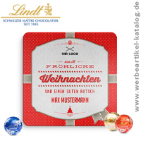 Lindt Xmas Box Motiv D - Adventskalender mit Druck, in formschöner Scharnierdeckeldose aus Weißblech. 