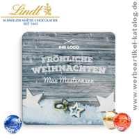 Lindt Xmas Box Motiv H, Eco  - Werbemittel Adventskalender in formschöner Scharnierdeckeldose aus Weißblech. 