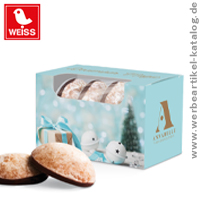 Mini-Lebkuchen 4-er, süßer Werbeartikel für Weihnachten  
