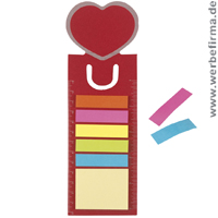 Lesezeichen Romance, ein Streuartikel mit Klebenotizzetteln in 6 verschiedenen Farben und Linealskala an den Seiten Lesezeichen Romance, ein Streuartikel mit Klebenotizzetteln in 6 verschiedenen Farben und Linealskala an den Seiten
