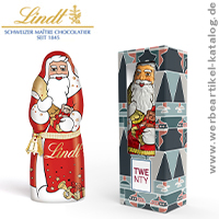 LINDT SCHOKO NIKOLAUS Vollkartonage als Werbegeschenk an Weihnachten.