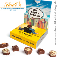 Lindt Mini Pralines in Pop Up Kartonage, als Werbegeschenk fr besondere Kunden!  