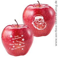 Logo Frucht Apfel Happy Christmas oder Nikolaus , als nette Aufmerksamkeit fÃ¼r Kunden an Weihnachten!  
