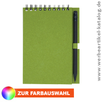 Luciano Eco Notizbuch mit Spiralbindung mit Stift &#8211; klein, bedruckt mit Ihrem Logo!