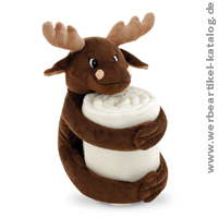 MOOSE, Decke mit Plüschtier, als Werbegeschenk Weihnachten MOOSE, Decke mit Plüschtier, als Werbegeschenk Weihnachten