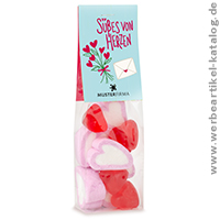 Naschbeutel Süsses von Herzen, Werbemittel für Muttertag und Valentinstag. Naschbeutel Süsses von Herzen, Werbemittel für Muttertag und Valentinstag.