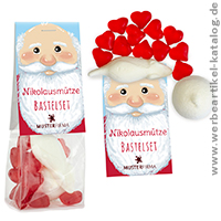 Naschbeutel Nikolausmütze Bastelset, süße Werbemittel für Weihnachten mit Ihrem Branding! Naschbeutel Nikolausmütze Bastelset, süße Werbemittel für Weihnachten mit Ihrem Branding!