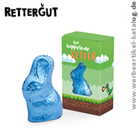 Rettergut Osterhase Mini - Schokoladen Osterhase aus geretteter Schokolade als Werbeartikel für Ostern.