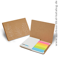 PURE notes Haftset 01 mit Papiermarkerset, bedruckte Haftnotizen aus Recyclingpapier mit Ihrem Logo!  