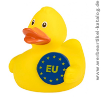 Quietsche-Ente Euro - bedruckte Quietscheenten als Werbeartikel für Versicherungen, Banken und Co