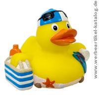 Quietsche-Ente Strand - Werbeartikel Quietscheente, die überall eine gute Figur macht! Quietsche-Ente Strand - Werbeartikel Quietscheente, die überall eine gute Figur macht!