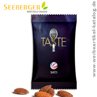Rauchmandeln im Werbetütchen von Seeberger - Werbeartikel Snack mit Ihrem Logo bedruckt Rauchmandeln im Werbetütchen von Seeberger - Werbeartikel Snack mit Ihrem Logo bedruckt