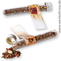 Reagenzglas Tee, originelle Verpackung mit Ihrer Werbung. Reagenzglas Tee, originelle Verpackung mit Ihrer Werbung.
