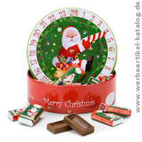 Runder Schokoladen Adventskalender - originelles Werbegeschenk Weihnachten! 