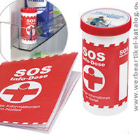SOS-Info-Dose - wichtiger Helfer im Notfall für Rettungskräfte, individuell bedruckt SOS-Info-Dose - wichtiger Helfer im Notfall für Rettungskräfte, individuell bedruckt