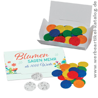 Buntes Samenkonfetti, Werbeartikel für einen bunten Blumengarten! 