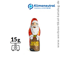 Schoko Weihnachtsmann, klein - bedruckt mit Ihrer individuellen Werbung.