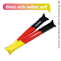Selbstaufblasende Klopfschlauchsticks Deutschlandfarben - Fanartikel, bedruckt mit Ihrem Logo.