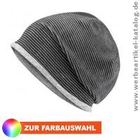 Structured Beanie - Werbemittel Stretchfleece-Mütze mit Kontrastabschluss