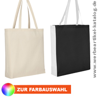 Texxilla Baumwolltasche mit zwei langen Henkeln, Boden- und Seitenfalte , als Werbeartikel mit Ihrem Logo bedruckt.