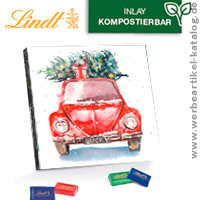 Täfelchen Adventskalender Lindt - bedruckte Schokoladen Adventskalender für Kunden.