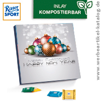 Täfelchen Adventskalender Ritter SPORT, süße Werbeartikel Weihnachten, Motiv Schimmernde Weihnacht.