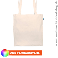 Tasche aus Fairtrade Baumwolle mit zwei langen Henkeln, nachhalttige Werbetasche, bedruckt mit Ihrem Logo! 