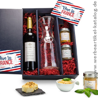 Vive la France, kulinarische Firmenprästente mit Ihrer Werbung!