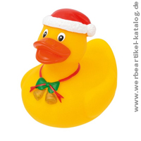 Weihnachtliche Quietsche-Ente BERTHOLD als Werbeartikel. 