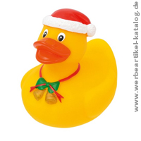 Weihnachtliche Quietsche-Ente BERTHOLD als Werbeartikel. Weihnachtliche Quietsche-Ente BERTHOLD als Werbeartikel.