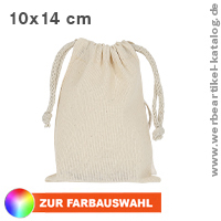 Werbeartikel Schraubensäckchen klein, bzw. Zuziehbeutel. 