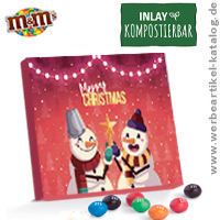 XS Adventskalender M&Ms, Motiv Schneemänner als Werbegeschenk Weihnachten!