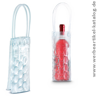 Bacool Khltasche, Werbeartikel aus transparentem PVC.