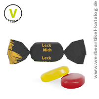 Werbe Bonbons im weien Wickler - Werbebonbons mit Ihrem Logo bedruckt. 