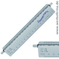 Drehmaßstab aus Aluminium Werbeartikel für den Maschinenbau / Werbemittel Lineale mit Firmendruck