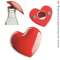 Flaschenöffner Amalfi - Herz Werbeartikel mit Magnet. 