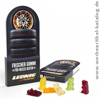 Fruchtgummi in Werbekartonage - Gummibärchen in einer individuell bedruckten Verpackung als Werbeartikel. Fruchtgummi in Werbekartonage - Gummibärchen in einer individuell bedruckten Verpackung als Werbeartikel.