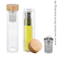 Glasflasche mit Teesieb REFLECTS-SLEDGE, Werbemittel fr Teetrinker !