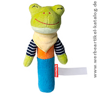 Greifling Frosch  mit Quietschfunktion. - Kinder Werbemittel.