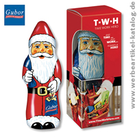 Gubor Weihnachtsmann - Schokoladen Nikolaus, bedruckt mit Ihrem Layout.