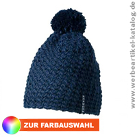 Häkelmütze mit Bommel als Werbemittel für den Winter Häkelmütze mit Bommel als Werbemittel für den Winter
