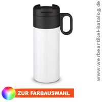 Isolierbecher Flow 400 ml mit Henkel, als Firmenprsent mit Ihrem Logo. 