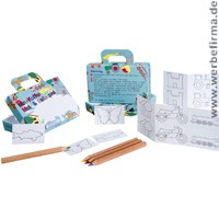 Werbeartikel Minikoffer Malspass und Ratespass für Kinder / Werbemittel für Kinder Werbeartikel Minikoffer Malspass und Ratespass für Kinder / Werbemittel für Kinder