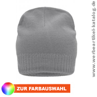 Strickmütze mit Fleece Einsatz im Stirnbereich als perfekte Winter Werbemittel. 