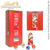 Lindt Lindor Adventsspender Turm mit Hohlfigur Eco - ausergewhnlicher Adventskalender mit Branding! 